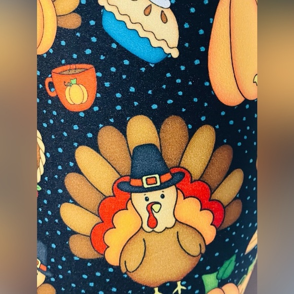 OS NEW Womens Thanksgiving Turkey Dinner Leggings Fall Luxury Yoga Pants - Picture 1 of 13